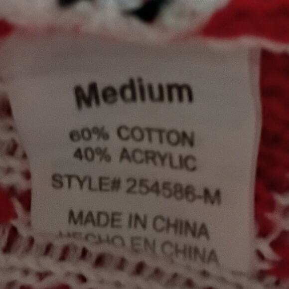 Ugly Christmas Sweater Med LAMA Santa PomPom Red Christmas Trees Snowflakes POOF - Picture 8 of 9